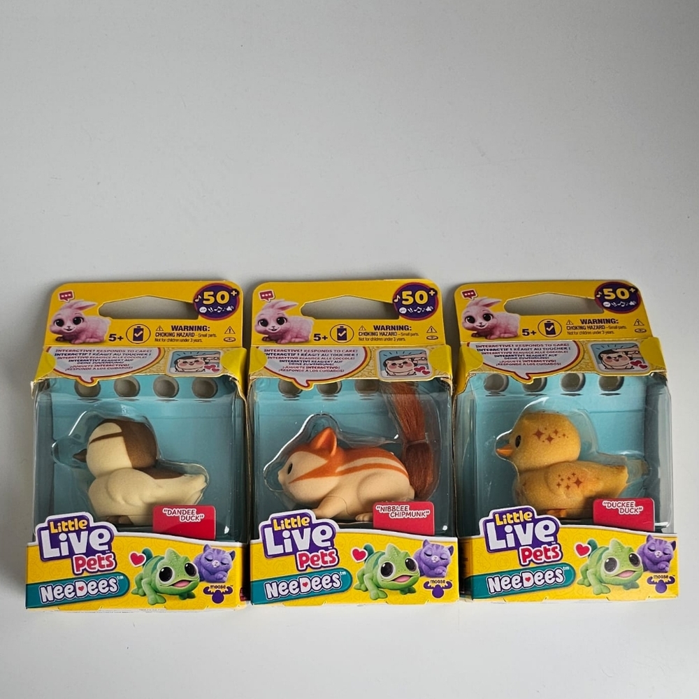 LITTLE LIVE PETS DANDEE DUCK, NIBBLEE CHIPMUNK and DUCKEE DUCK